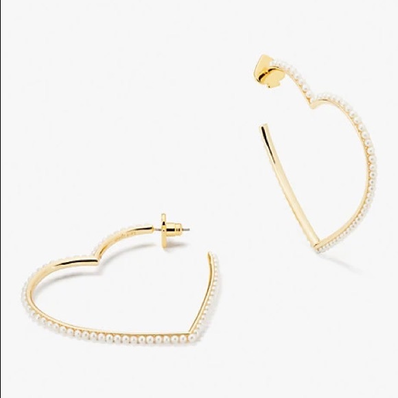 kate spade Jewelry - Kate Spade Shining Spade Pearl Heart Hoops